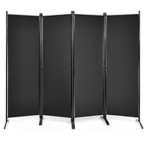 giantex 5.6 ft tall 4 panel room divider black, lightweight portable folding privacy screen, freestanding partition wall divider and separator for bedroom home office apartment studio