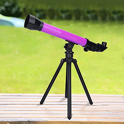 Zyyini Children's HD Telescope for Beginners, with 20X/40X/60X Interchangeable Eyepieces, Foldable Adjustable Tripod Space Astronomical Telescope(Purple)