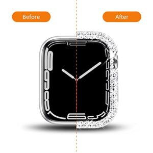 Surace 45mm Case Compatible with Apple Watch 9 8 7 Case, Bling Cover Diamond Bumper Protective Case for Apple Watch Series 9 Series 8 Series 7 45mm, 5 Packs, Rose Gold/Pink/Black/Silver/Clear
