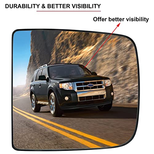 Driver Left Side Tow Mirror Glass Replacement for 2009-2020 Dodge Ram 1500 2500 3500 4500 5500 Towing Mirrors - Side View Heated Convex Mirror Glass with Rear Holder, Replace 68067727AA