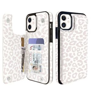 ucolor for iphone 11 wallet case with card holder-pu leather folio flip cover kickstand card slots double magnetic clasp rfid blocking compatible with iphone 11 6.1" (leopard)