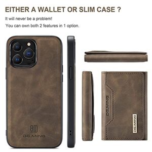 SZHAIYU 2 in 1 Detachable Back Cover Compatible with iPhone 13 Pro Max Wallet Case with Card Holder Leather Pocket Slim Phone Cases 6.7'' (Coffee)