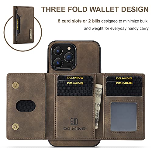 SZHAIYU 2 in 1 Detachable Back Cover Compatible with iPhone 13 Pro Max Wallet Case with Card Holder Leather Pocket Slim Phone Cases 6.7'' (Coffee)