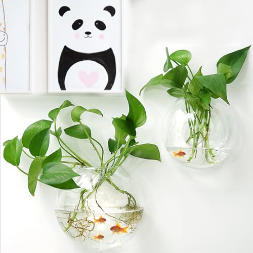 ACJRYO Wall Hanging Fish Tank, 2 pcs Wall Mounted Bubble Fish Tank Transparency Fish Bowls Acrylic Hanging Aquarium Wall-Mounted Plant Pot Fish Tank for Succulent Plants, Air Plant