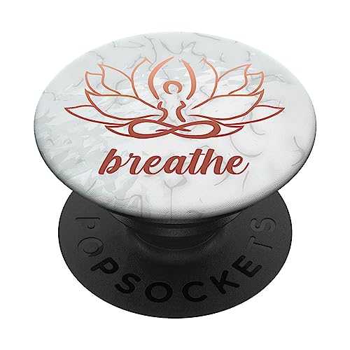 Rose Pink Breathe Lotus Pose Yoga Asana Namaste Om Zen Yogi PopSockets Swappable PopGrip