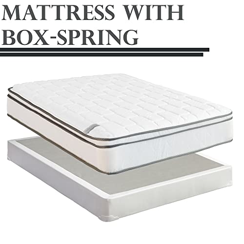 Treaton, 10-Inch Meduim Plush Eurotop Pillowtop Innerspring Mattress and 8" Wood Box Spring for Mattress, Full XL