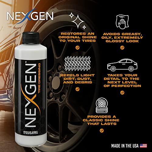 Nexgen Tire Dressing — Water Based Tire Protector — Easily Remove Dirt and Restore Original Shine - H20 Based - 8 oz