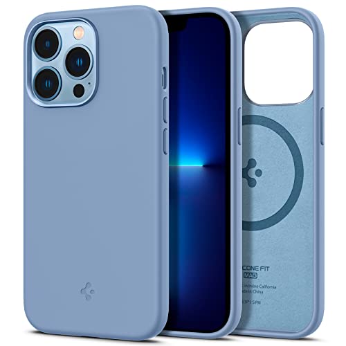 Spigen Silicone Fit Mag (MagFit) Compatible with MagSafe Designed for iPhone 13 Pro Case (2020) - Sierra Blue