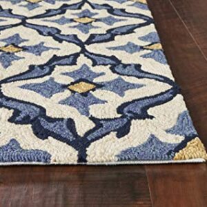 New Home Trendy Stain Resistant 2' x 3' Indoor/Outdoor Area Rug in Ivory/Blue (NEW42102X3)