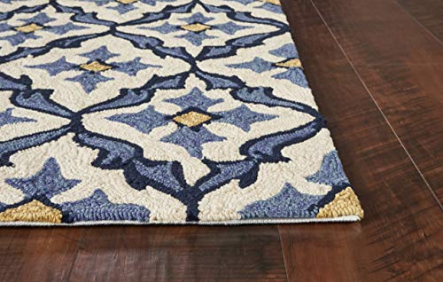 New Home Trendy Stain Resistant 2' x 3' Indoor/Outdoor Area Rug in Ivory/Blue (NEW42102X3)