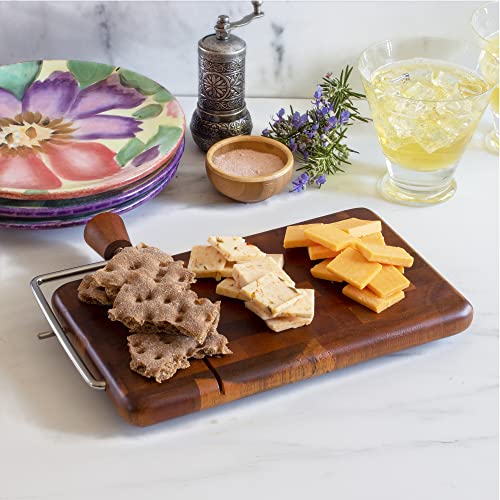 Totally Bamboo Rock & Branch Series Acacia Wood Serving Board with Cheese Slicer, 9-1/2" x 5-5/8"