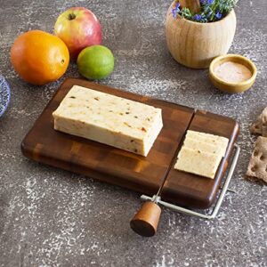 Totally Bamboo Rock & Branch Series Acacia Wood Serving Board with Cheese Slicer, 9-1/2" x 5-5/8"