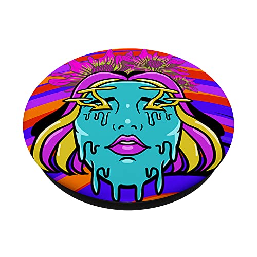 Trippy Flower Girl Psychedelic Magic Mushroom Hallucinogenic PopSockets Swappable PopGrip