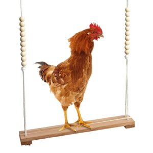 cw&wc chicken swing toys for chickens coop with adjustable roost - large ladder bar accessories and gifts owners – includes ropes & metal hook (15.5in x 2.75in), a212