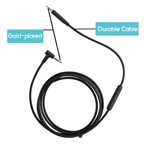 ElloGear Replacement Bose Headphone Cable Cord for Bose Quiet Comfort QC25, QC35, QC35II, JBL E55BT - Cable Audio Aux Cord with Mic Inline Volume Control