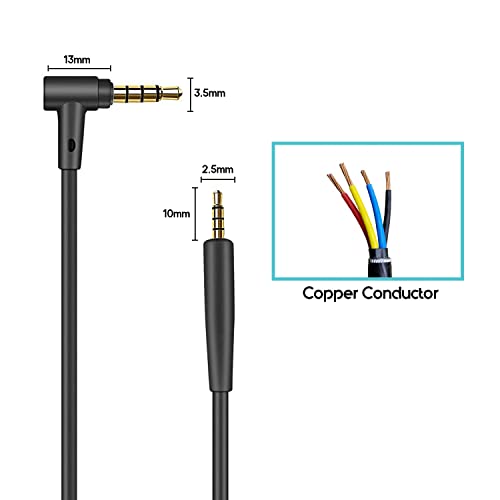 ElloGear Replacement Bose Headphone Cable Cord for Bose Quiet Comfort QC25, QC35, QC35II, JBL E55BT - Cable Audio Aux Cord with Mic Inline Volume Control