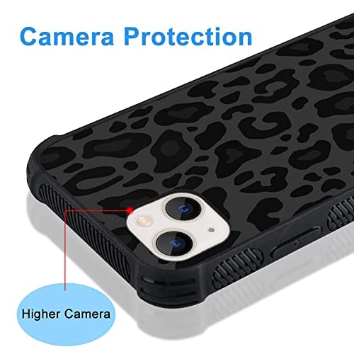 KANGHAR Case Compatible with iPhone 13,Black Leopard Design,Tire Texture Non-Slip +Shockproof Rugged TPU Protective Case for iPhone 13 6.1 Inch (2021) Leopard Pattern