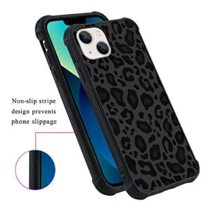 KANGHAR Case Compatible with iPhone 13,Black Leopard Design,Tire Texture Non-Slip +Shockproof Rugged TPU Protective Case for iPhone 13 6.1 Inch (2021) Leopard Pattern