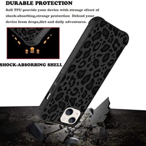 KANGHAR Case Compatible with iPhone 13,Black Leopard Design,Tire Texture Non-Slip +Shockproof Rugged TPU Protective Case for iPhone 13 6.1 Inch (2021) Leopard Pattern