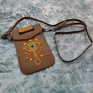 BYTITI Zelda Sheikah Slate Cell Phone Purse Small Crossbody Bag Mini Cell Phone Pouch Shoulder Bag Brown