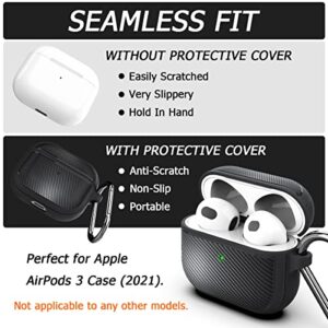 HALLJOY Compatible with for AirPods 3 Case 2021, TPU Cover with Carabiner for Apple AirPods 3rd Generation, Front LED Visible, Support Wireless Charging