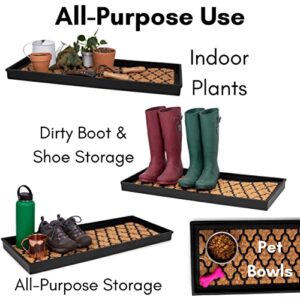 BIRDROCK Brands - Rubber Boot & Shoe Tray | Coir Insert | 34" x 14" | Waterproof Shoe Tray for entryway | Embossed Pattern