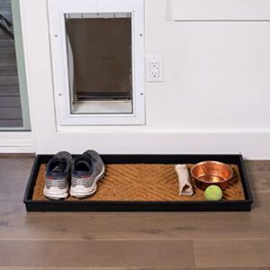 BIRDROCK Brands - Rubber Boot & Shoe Tray | Coir Insert | 34" x 14" | Waterproof Shoe Tray for entryway | Embossed Pattern