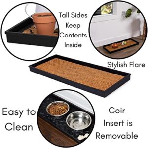 BIRDROCK Brands - Rubber Boot & Shoe Tray | Coir Insert | 34" x 14" | Waterproof Shoe Tray for entryway | Embossed Pattern