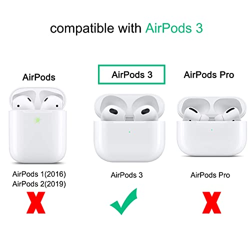 Ailun AirPods 3 Case Cover with Keychain Neck, Protective Silicone Case Skin for AirPods 3rd Generation (2021 Released), Shockproof, Supports Wireless Charging [Black]