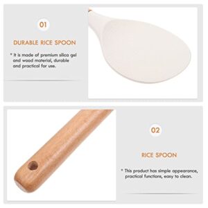 HEMOTON Silicone Rice Paddle Rice Spoon Nonstick Heat- resistant Rice Scooper Rice Spatula Cooking Utensil for Sushi Rice Mashed Potato White