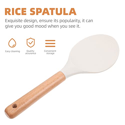 HEMOTON Silicone Rice Paddle Rice Spoon Nonstick Heat- resistant Rice Scooper Rice Spatula Cooking Utensil for Sushi Rice Mashed Potato White