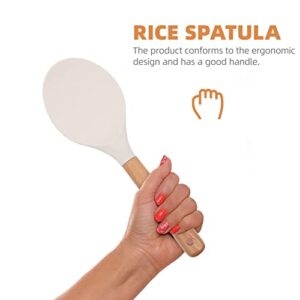 HEMOTON Silicone Rice Paddle Rice Spoon Nonstick Heat- resistant Rice Scooper Rice Spatula Cooking Utensil for Sushi Rice Mashed Potato White