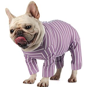 etdane small dog onesies surgical recovery suit long shirt pet cold weater vest for home outdoor (x-small, purple stripe-1)
