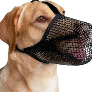 Dog Muzzle, Soft Mesh Covered Muzzles for Small Medium Large Dogs, Poisoned Bait Protection Muzzle with Adjustable Straps, Prevent Biting Chewing and Licking