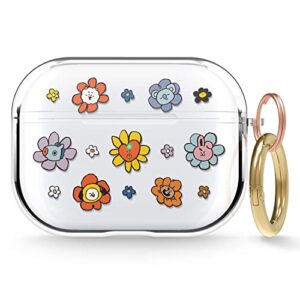 elago l bt21 flower clear case compatible with apple airpods pro, durable tpu material, reduced yellowing, clear protection, supports wireless charging [official merchandise] (flower garden)
