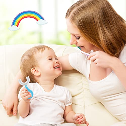 6 Pcs U Shaped Toothbrush Kids Toothbrushes Soft Silicone Children U Shape Toothbrush Whole Mouth Teeth Cleaning All Round Toothbrush for Baby Kids 2-12 Years Old, 2 Styles (Heart, Straight Handle)