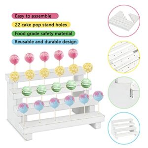 Cake Pop Stand Holder for Display, 22 Hole Solid Wood Lollipop Stand Holder for Weddings Baby Showers Birthday Parties Anniversaries Cake Pop Holder Cake Pop Stand (22 Hole)
