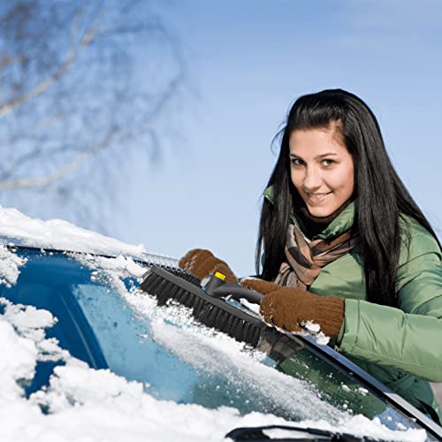 Yixin Ice Scraper with Snow Brush for Car Windshield, Ergonomic Foam Handle and Detachable Snow Removal Tool, Suitable for Truck SUV Windows (Yellow)