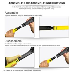 Yixin Ice Scraper with Snow Brush for Car Windshield, Ergonomic Foam Handle and Detachable Snow Removal Tool, Suitable for Truck SUV Windows (Yellow)