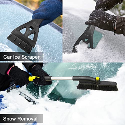 Yixin Ice Scraper with Snow Brush for Car Windshield, Ergonomic Foam Handle and Detachable Snow Removal Tool, Suitable for Truck SUV Windows (Yellow)