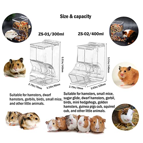 Hamster Automatic Feeder Food Dispenser Small Animals Food Pellets Bowl for Crate and Aquarium Glass Cage Small Pet Natural Habitat Ideal Feeding Bowl /400ml