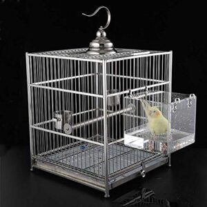 Suremita Hanging Bird Bath Cube Bird Bathtub Bath Shower Box Bowl Cage Accessory for Small Bird Canary Budgerigar Parrots Crested Myna Cockatiel