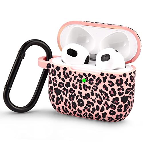 Airpods 3 Case AIRSPO Compatible with AirPods 3rd Generation Case Cover Cute AirPod 3 Case for Women Silicone Case for AirPods 3rd Generation airpods 3 Protective Skin with Keychain (Khaki/Cheetah)