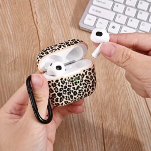 Airpods 3 Case AIRSPO Compatible with AirPods 3rd Generation Case Cover Cute AirPod 3 Case for Women Silicone Case for AirPods 3rd Generation airpods 3 Protective Skin with Keychain (Khaki/Cheetah)