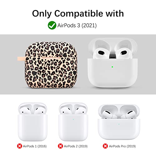 Airpods 3 Case AIRSPO Compatible with AirPods 3rd Generation Case Cover Cute AirPod 3 Case for Women Silicone Case for AirPods 3rd Generation airpods 3 Protective Skin with Keychain (Khaki/Cheetah)