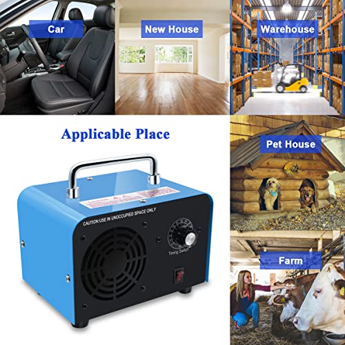 Commercial Ozone Generator 10,000mg/h, Industrial Ozone Machine Odor Remover, High Capacity of Multipurpose Ozone Purifier, with Carry Handle, for Home, Bar, Farm and Restaurant (Blue)