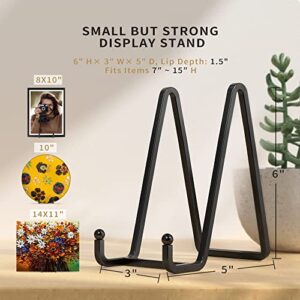 IPAME Plate Stands for Display - 6 Inch Metal Square Wire Holder Stand + Picture Frame Stand Holder Easel for Book, Decorative Plate, Plaque, Photo, Platter (Black 2 Pack)