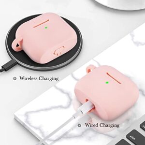 AIRSPO AirPods 3rd Generation Case Cover 2021, Silicone Protective Accessories Skin with Apple AirPods 3 Case with Keychain, Wireless Charging, Front LED Visible (Pink)