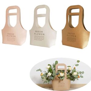 setaria viridis flower paper gift paper bags party bags florist bouquet flower ikebana holder basket small gift crafts table decor party gift box wedding favors 3 pack (pink white kraft paper color)