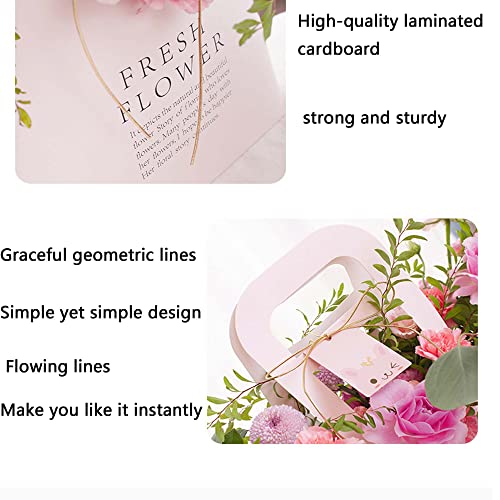 Setaria Viridis Flower Paper Gift Paper Bags party bags Florist Bouquet Flower Ikebana Holder Basket Small Gift Crafts Table Decor Party Gift Box Wedding Favors 3 Pack (pink white Kraft paper color)